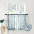 Floral Blue Short Sheer Curtains, 54 x 45 inches, Set of 2 Panels J36253
