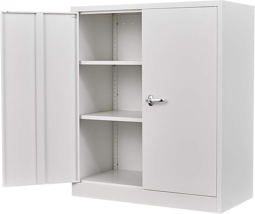 White Metal Storage Cabinet with 4 Adjustable Shelves E797