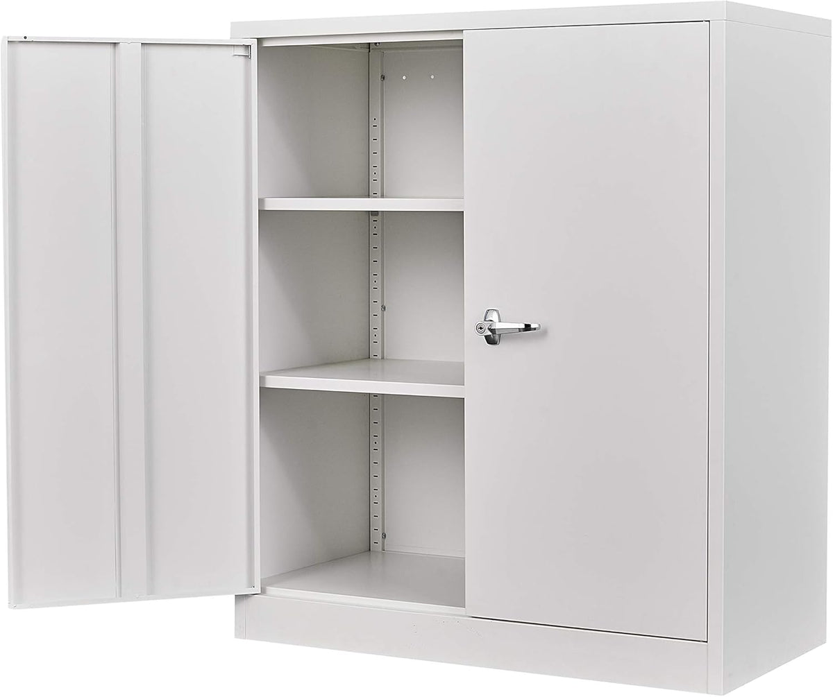 White Metal Storage Cabinet with 4 Adjustable Shelves E797