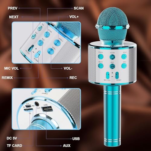 Wireless Bluetooth Karaoke Microphone 2 Pack Handheld Mic Speaker T221