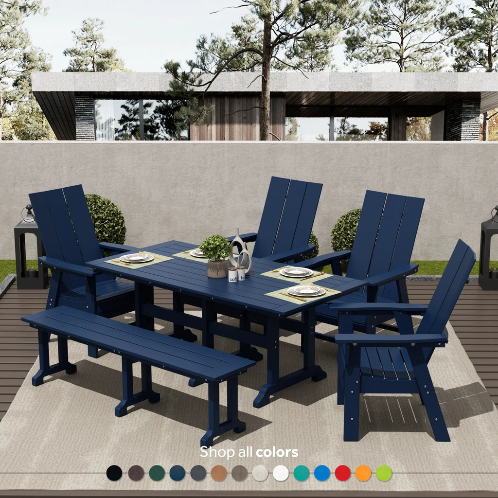 6-Piece All Weather Outdoor Dining Set with Bench Q94144