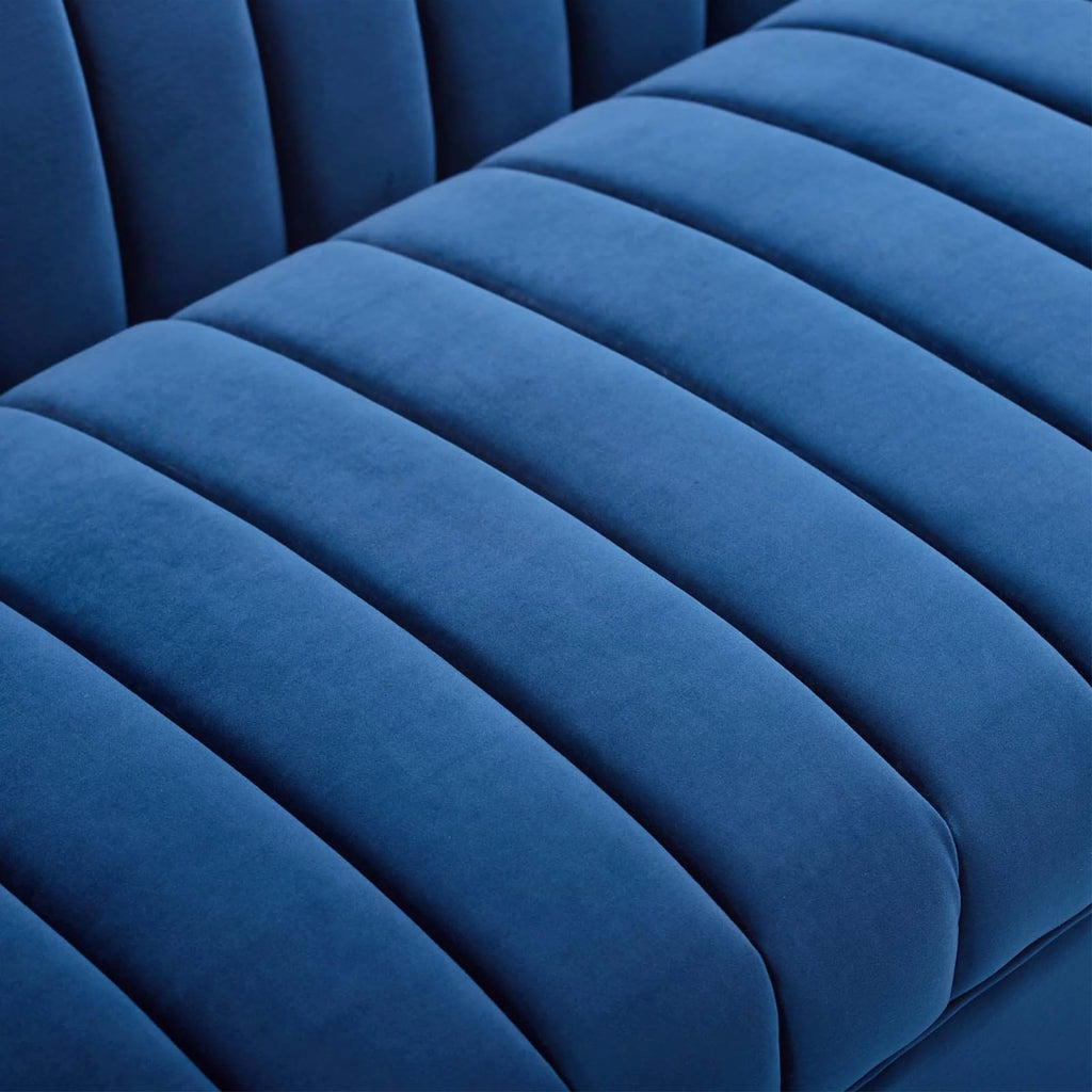 Navy Gold Velvet Sofa F7007