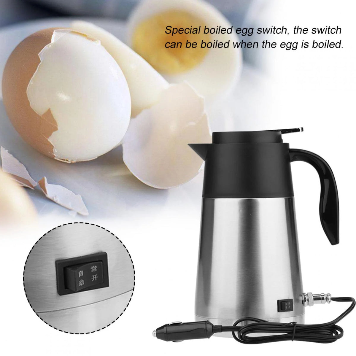 Car Water Heater Portable 1300ml 12V Kettle Bottle Z23463