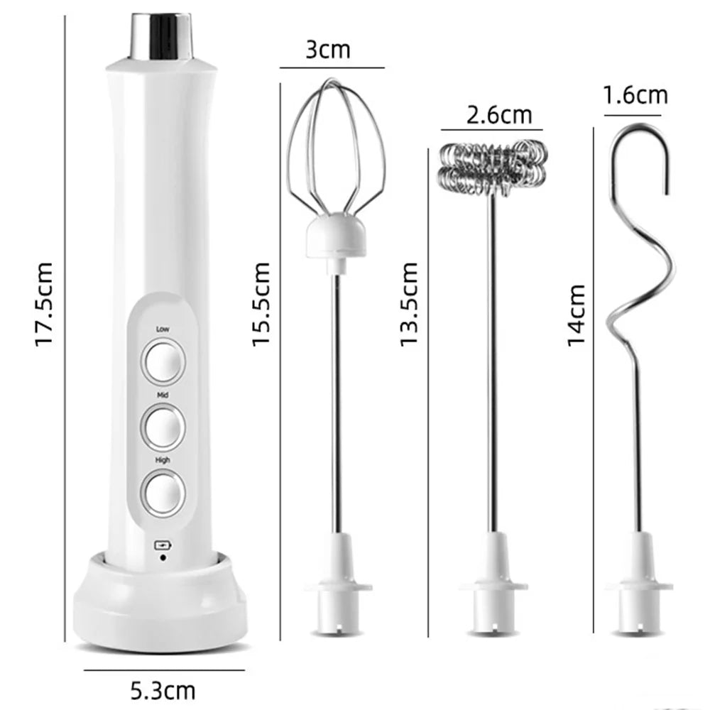 USB Rechargeable Handheld Electric Milk Frother with Stainless Whisk C146