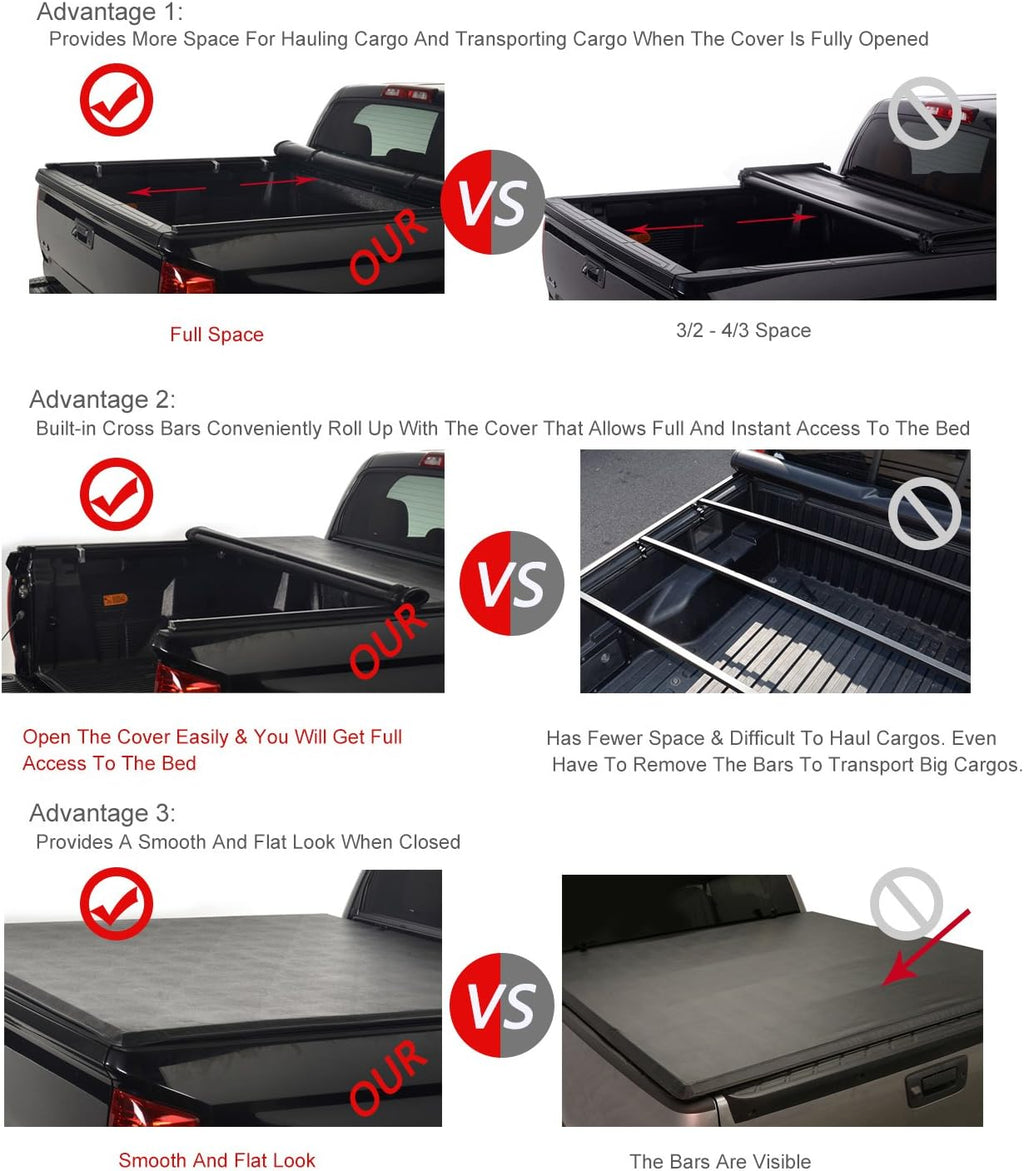 Soft Roll Up Tonneau Cover with Rails and Mounting Hardware Z200