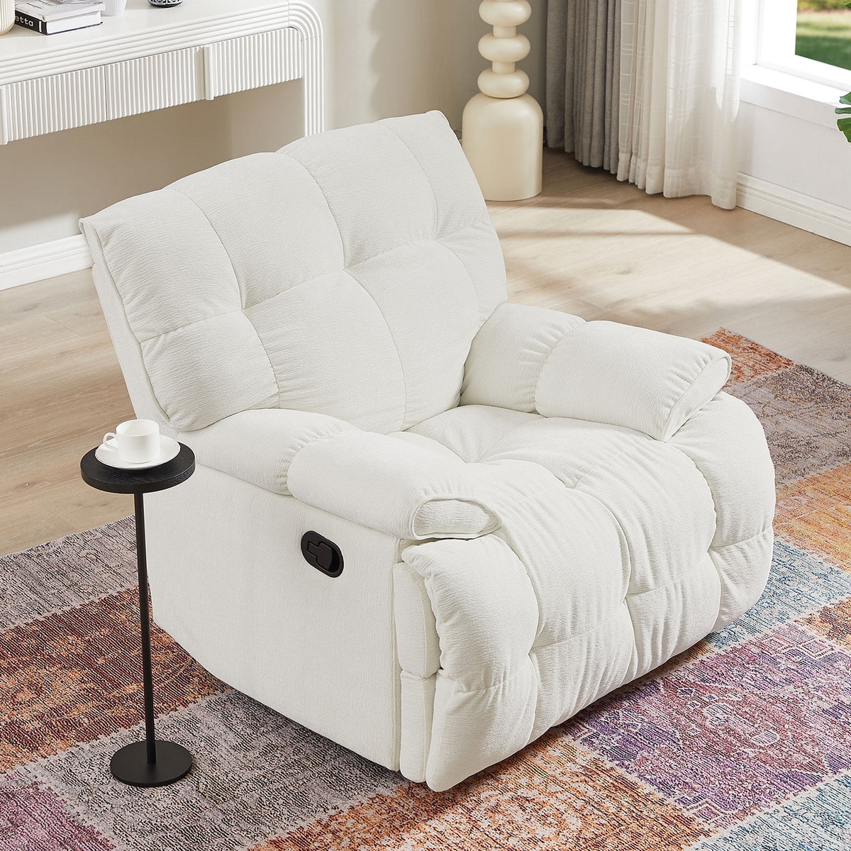 Cream Fabric Reclining Chair O43336