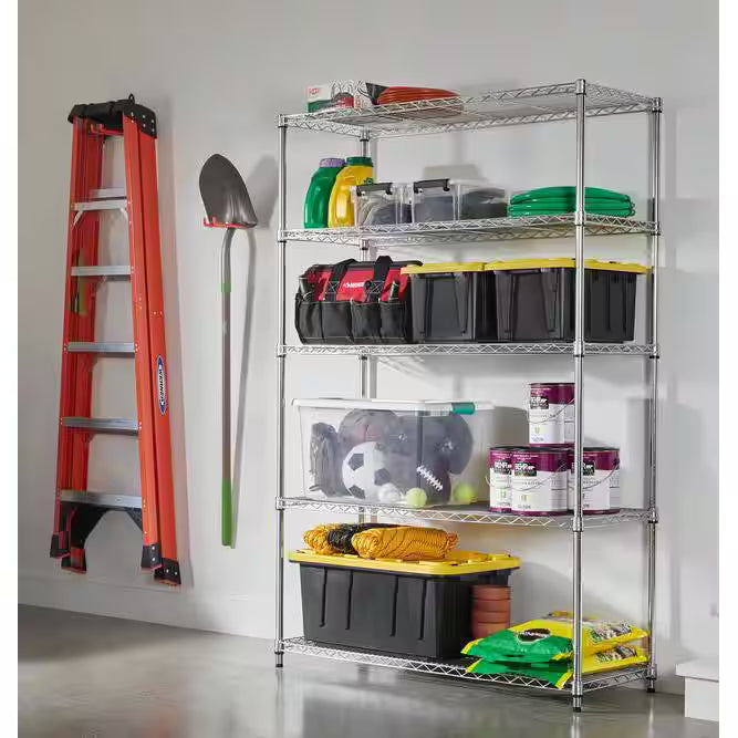 5-Tier Heavy Duty Steel Wire Shelving Unit Y540820