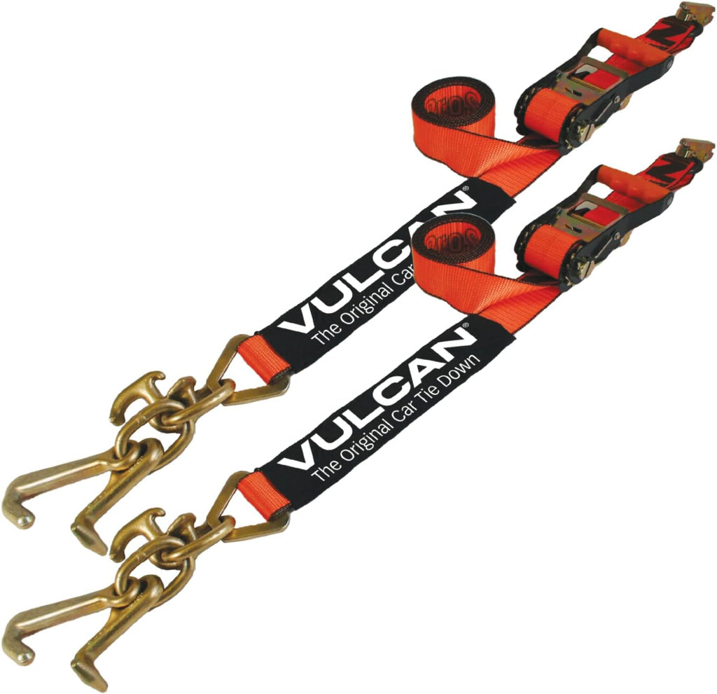 Classic Yellow Car Tie Down with Frame Hook Cluster - 96 Inch - 2 Pack O748