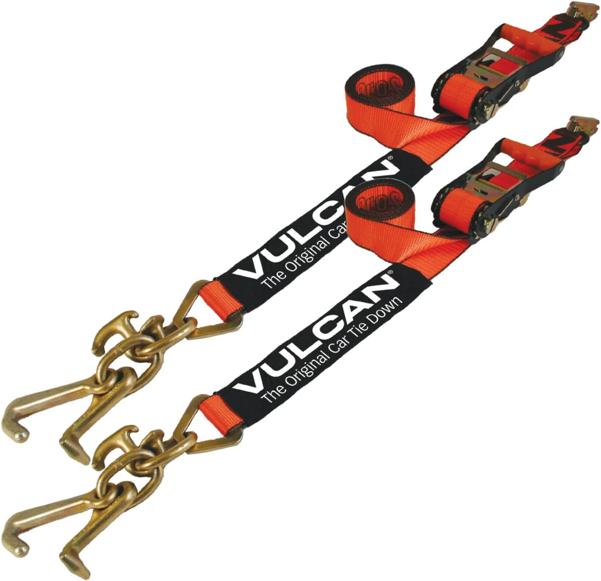 Classic Yellow Car Tie Down with Frame Hook Cluster - 96 Inch - 2 Pack O748
