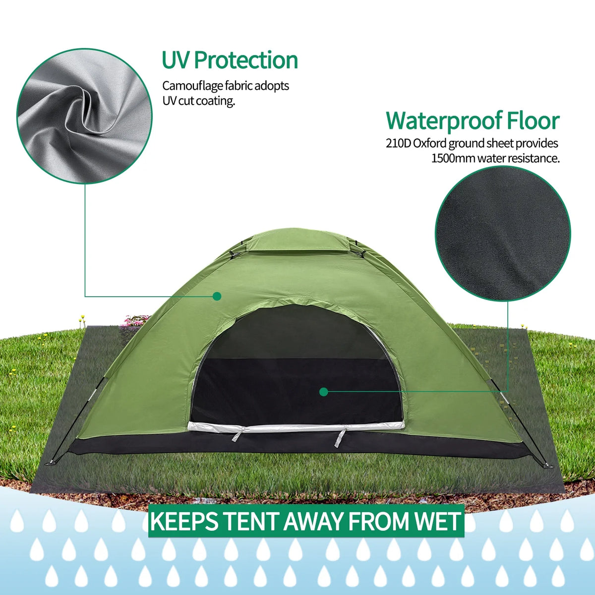 Green Lightweight Dome Camping Tent X20017