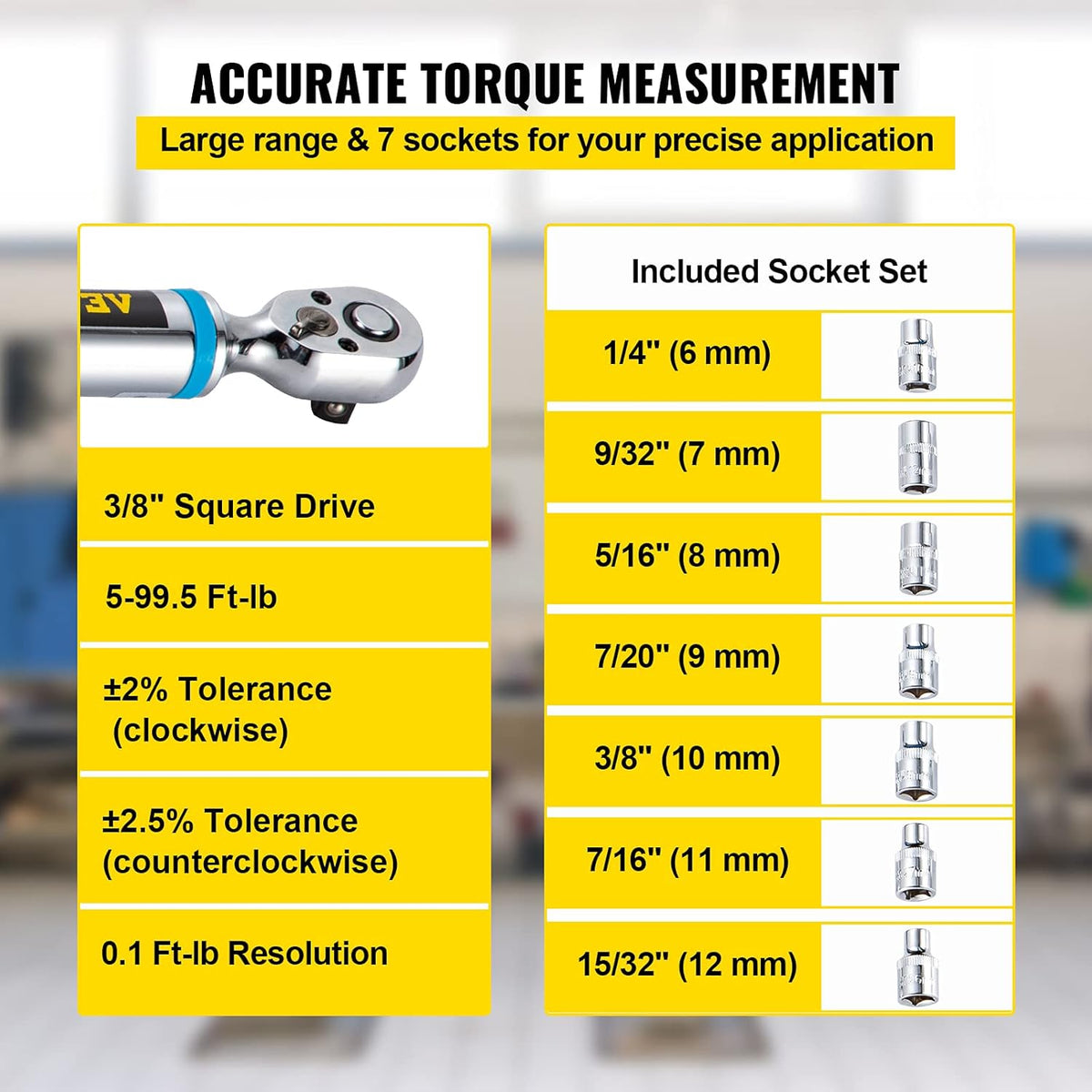 3/8 Drive Digital Torque Wrench with LED Display and Case J6507