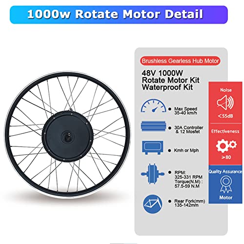 48V 1000W 1500W Rear Drive Hub Motor Ebike Conversion Kit, 27.5inch W8553
