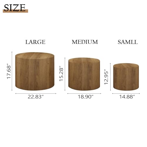 Round Wooden Nesting Coffee Table Set of 3 G498411