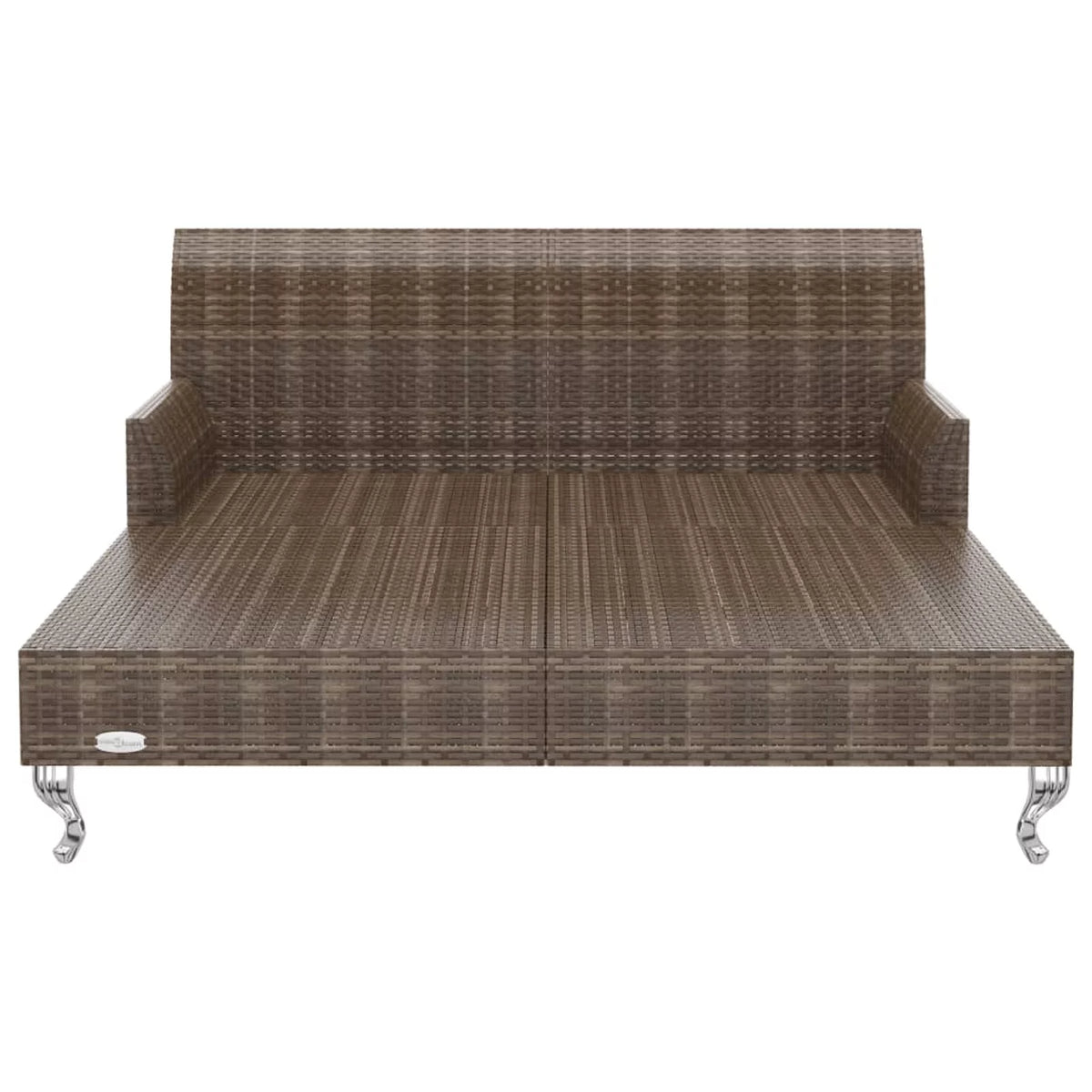 Brown Poly Rattan 2-Person Patio Sun Bed with Cushions N90934