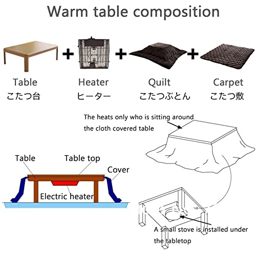 Kotatsu Heater Table Set with Quilt Carpet Heater A33737