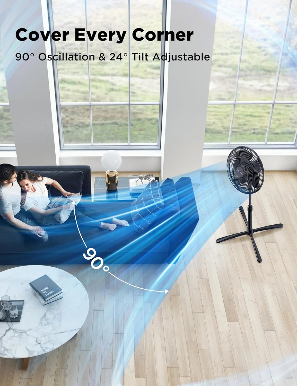 16'' Pedestal Oscillating Fan 2 Packs Black N875744