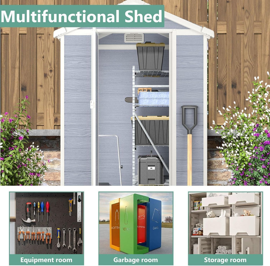 Gray Resin Outdoor Storage Shed Y766