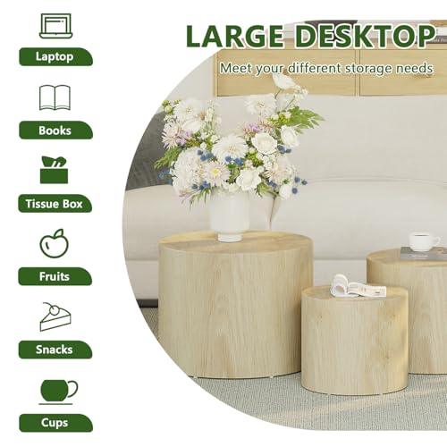 Round Wooden Nesting Coffee Table Set of 3 G498411