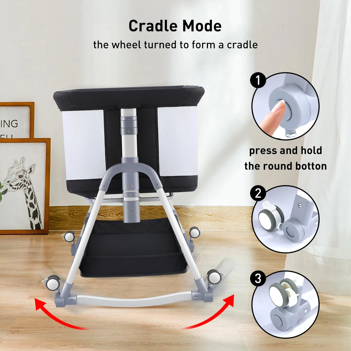 Baby Bassinet Portable Fold Bedside Sleeper Adjustable R488402