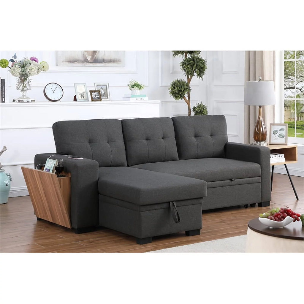 Dark Gray Reversible Sectional Sofa Bed D856818