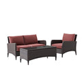 3Pc Outdoor Wicker Conversation Set Sangria/Brown N5863