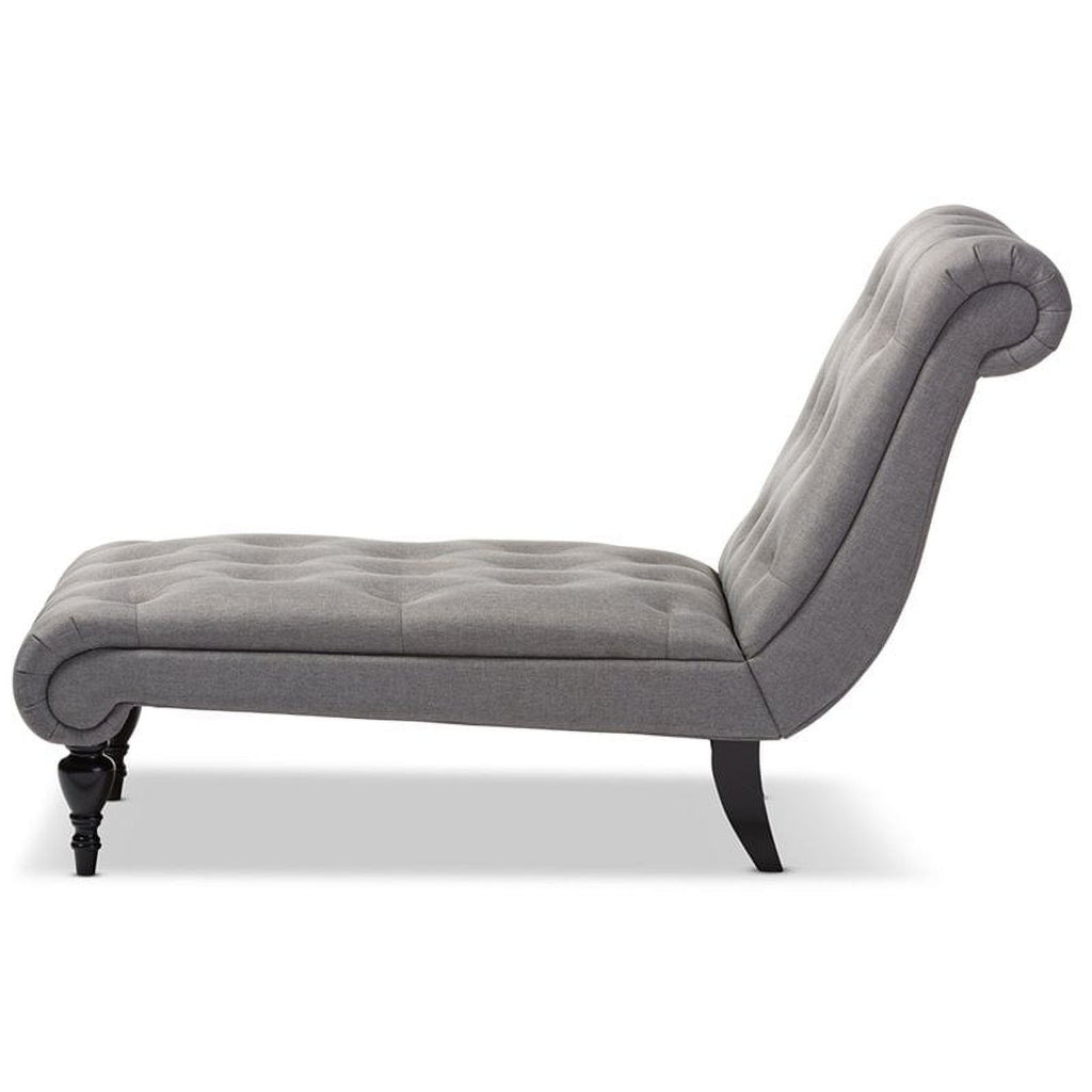 Tufted Chaise Lounge in Gray and Black O435