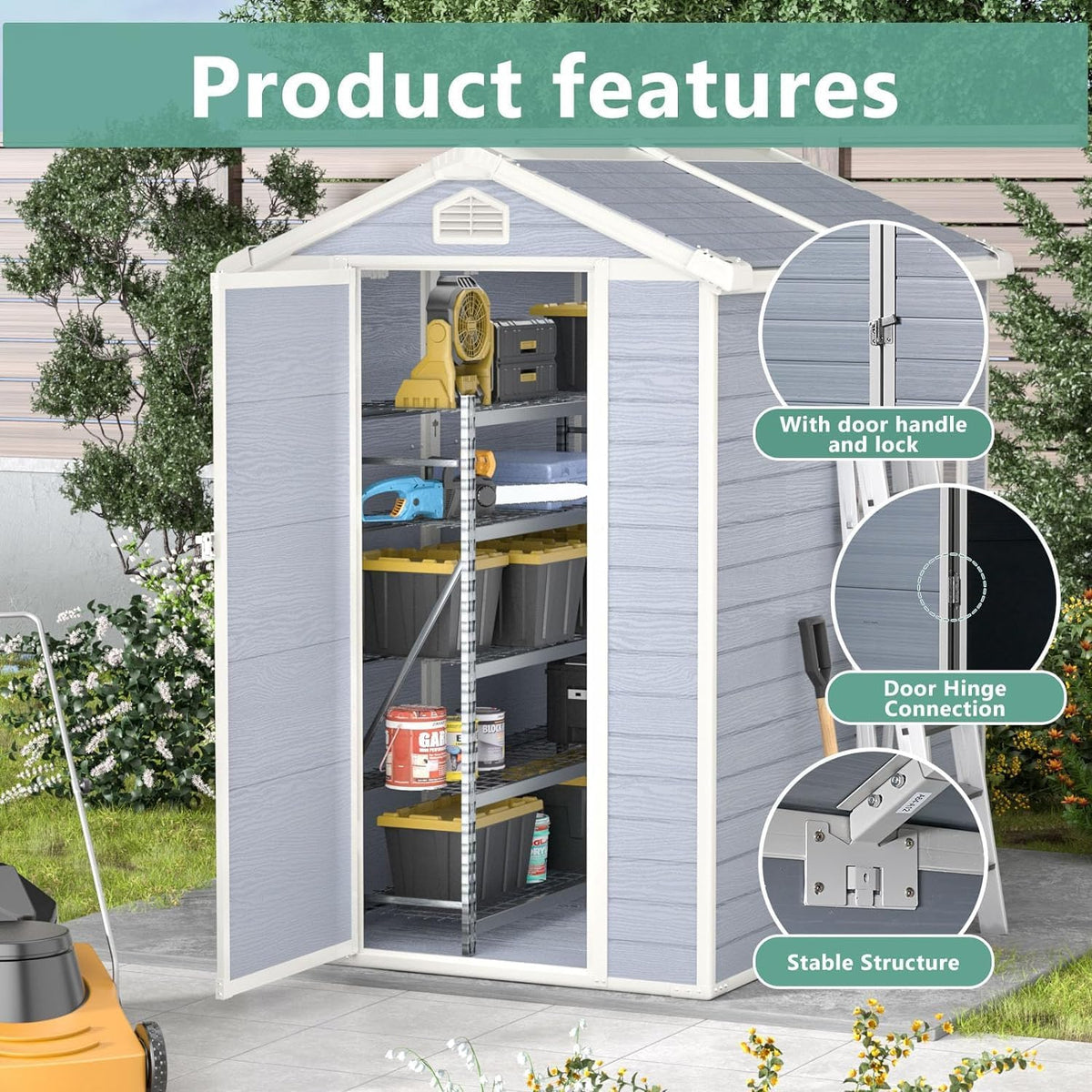 Gray Resin Outdoor Storage Shed Y766