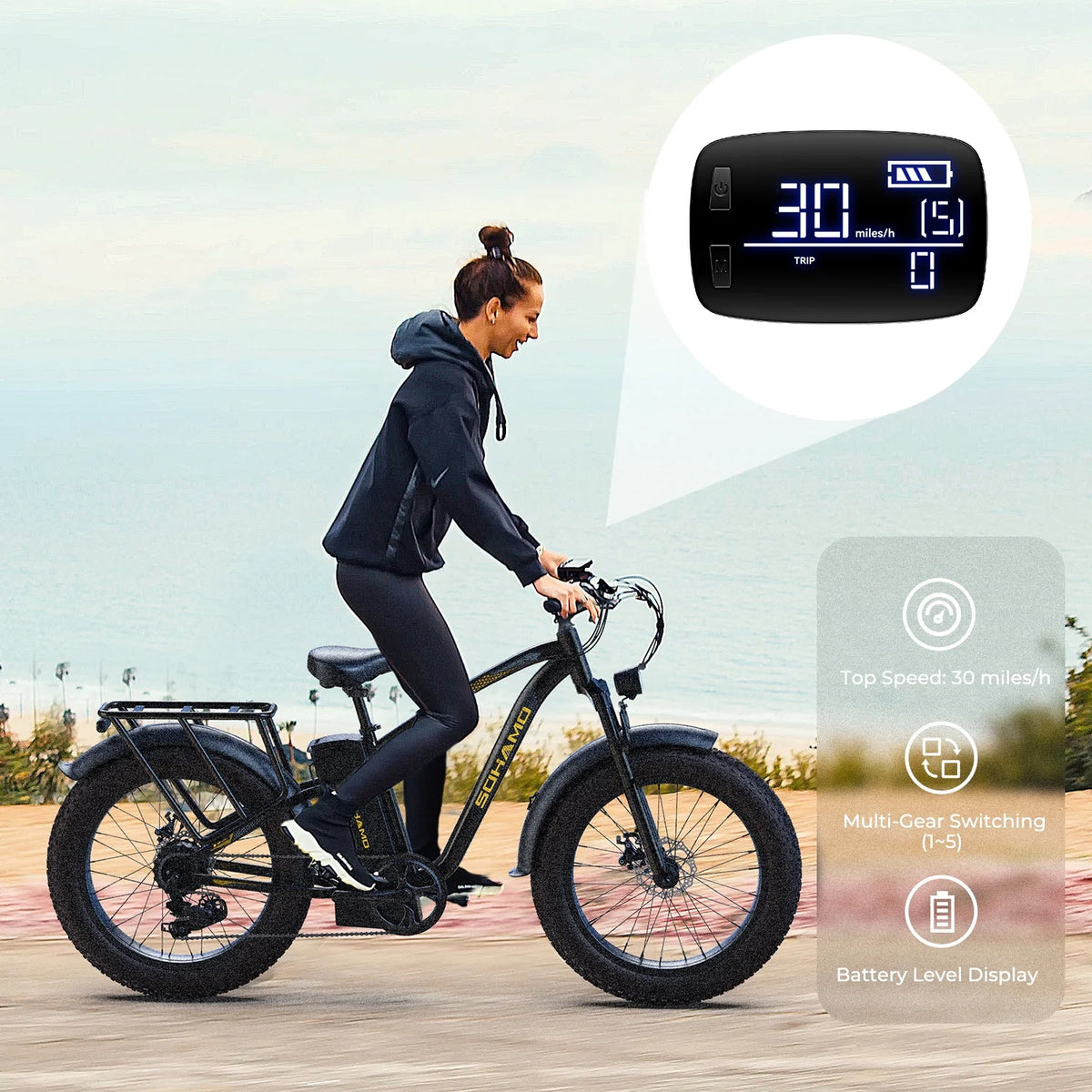 750W Fat Tire Electric Bike 26''x4'' 48V 15Ah E3203