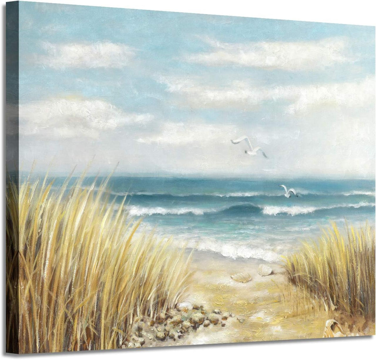 Abstract Beach Painting Wall Art Seashore Artwork Hand Painted Coastal Picture on Canvas K9040