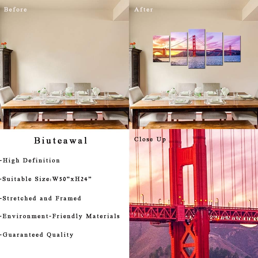 City Canvas Wall Art San Francisco Golden Gate Bridge Framed C810