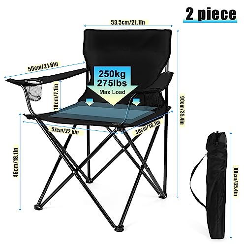 Oversized Folding Camping Chair with Cup Holders and Carrying Bag Black V11178