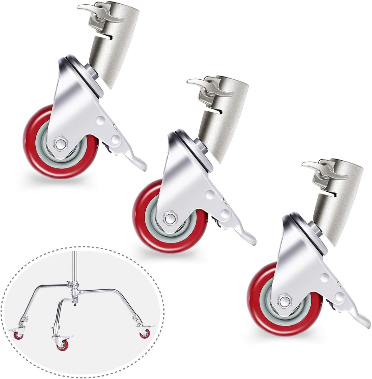 3 Packs Swivel Caster Wheels Set with 75mm Diameter Metal Construction E37319
