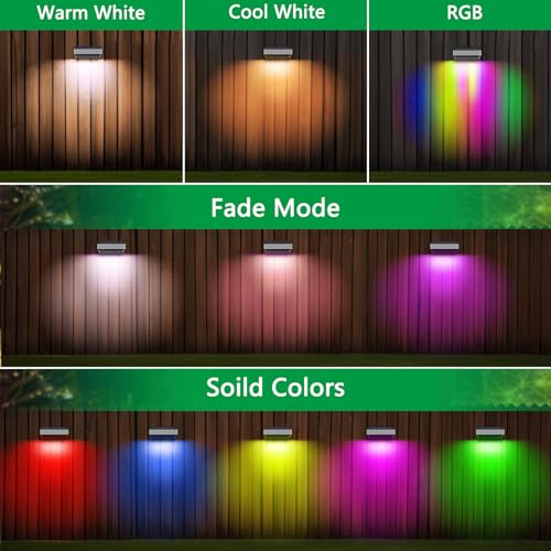 8 Pack Solar Wall Lights Outdoor 60 Lumen Waterproof Warm&Cool White RGB I2312