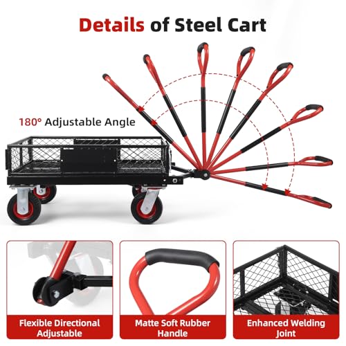 Steel Garden Dump Cart with Removable Mesh Sides and 10-Inch Wheels S941583