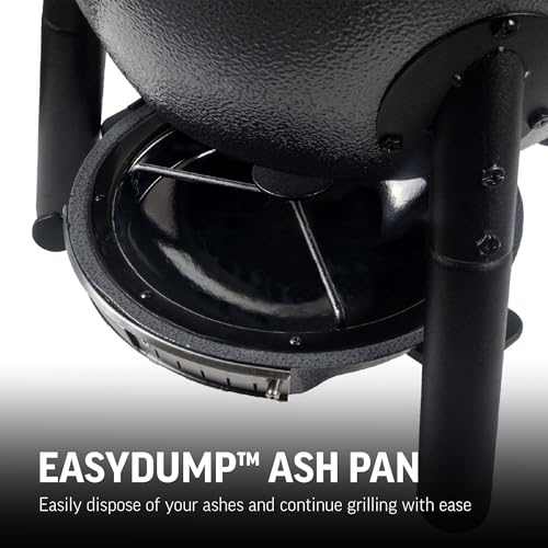 Portable Kamado Charcoal Grill and Smoker with Cast Iron Grates and Locking Lid X6744