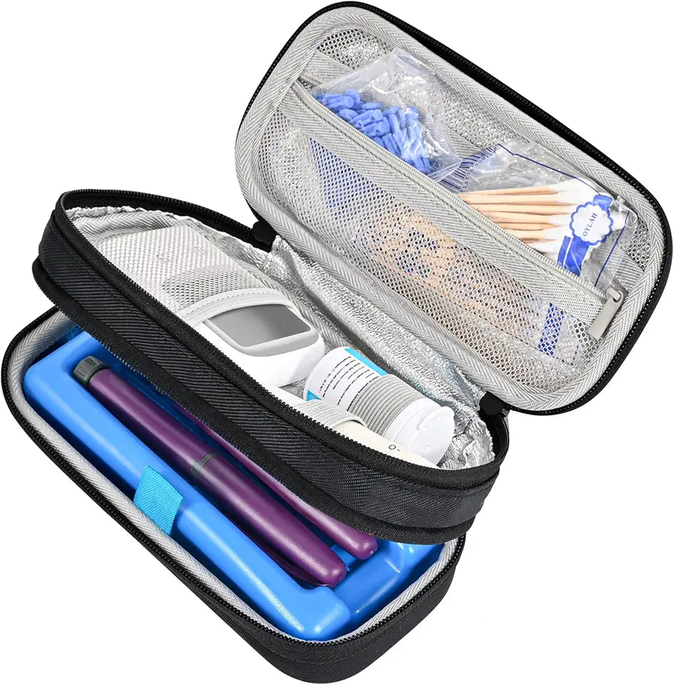 Black Insulin Cooler Travel Case with Ice Brick U451730