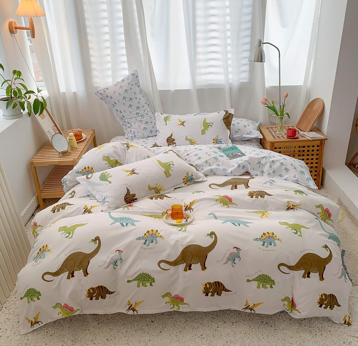 Twin Reversible White and Black Cow Duvet Cover Bedding Set with Zipper F25012