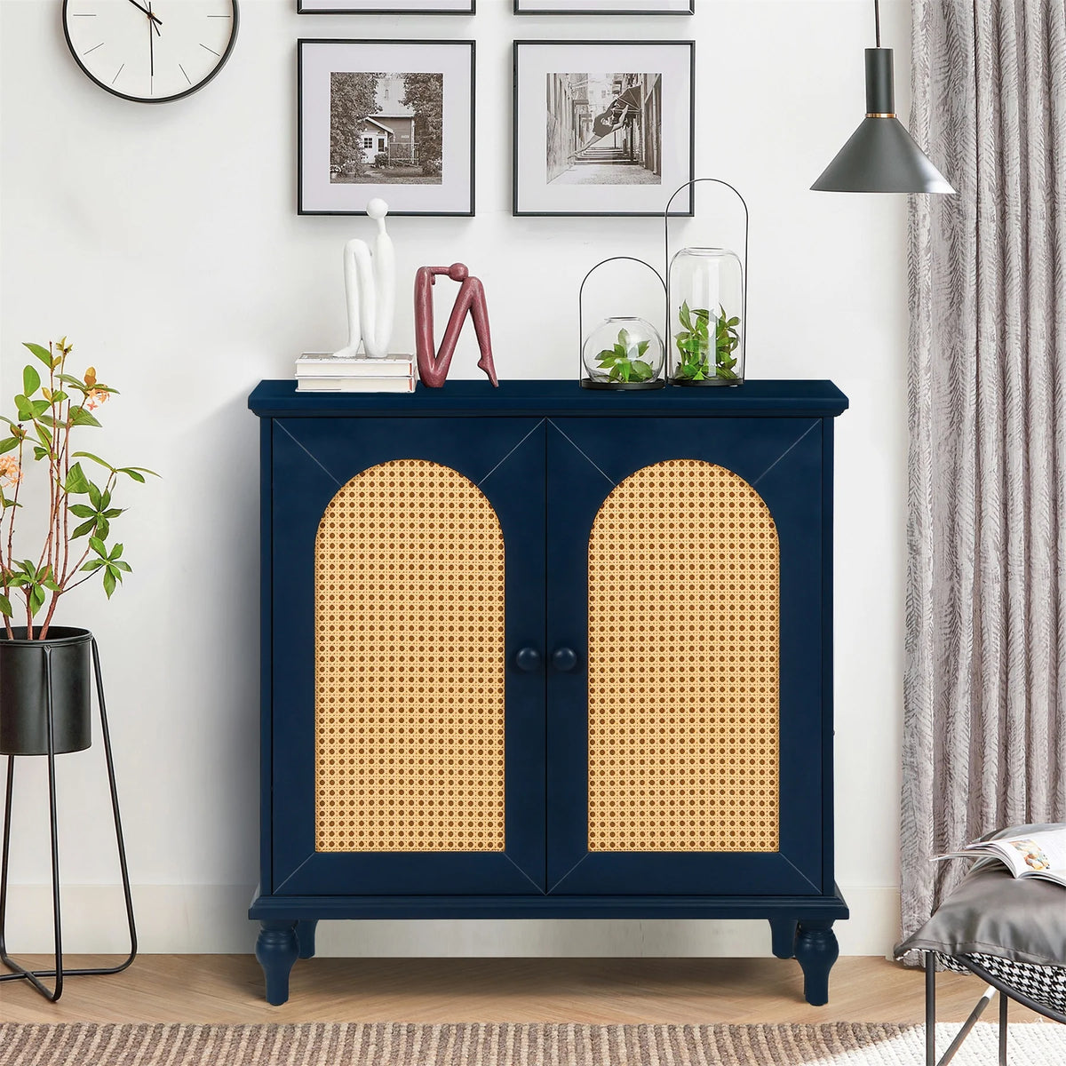 Rattan Storage Cabinet with Doors and Shelves C299