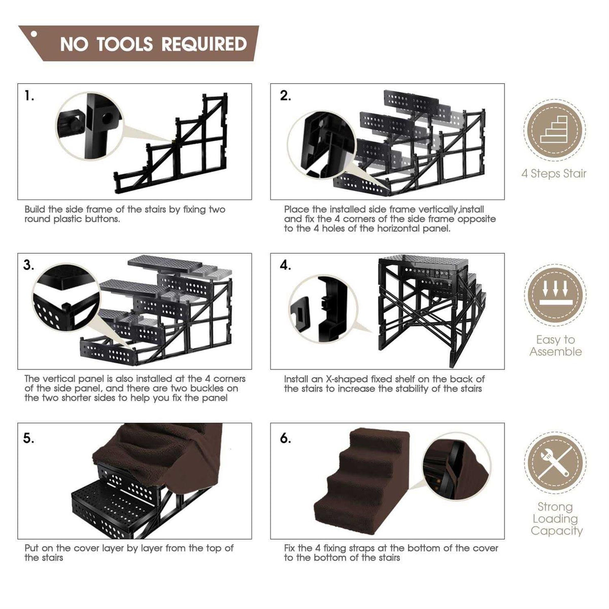 4 Tiers Non-Slip Dog Stairs J637233