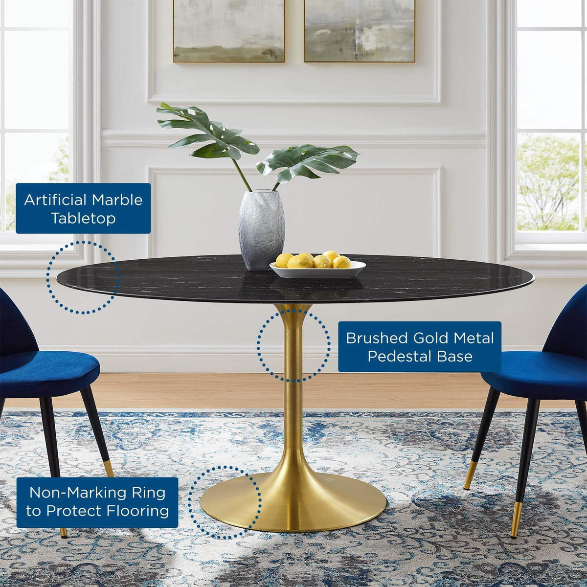 60" Oval Artificial Marble Dining Table O91401
