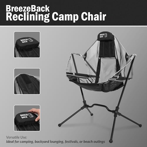 Lightweight Foldable Reclining Rocking Camping Chair with Cup Holder and Carry Bag P497