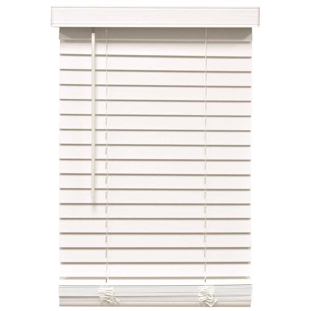White Cordless Faux Wood Blind V4759