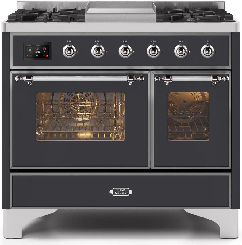 40 Dual Fuel Natural Gas Range Matte Graphite Chrome Trim P205