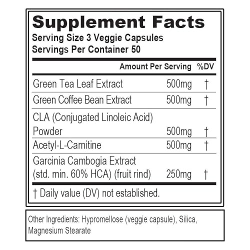 Weight Loss Support Pills with Green Coffee Bean Extract CLA and Garcinia Cambogia J573244