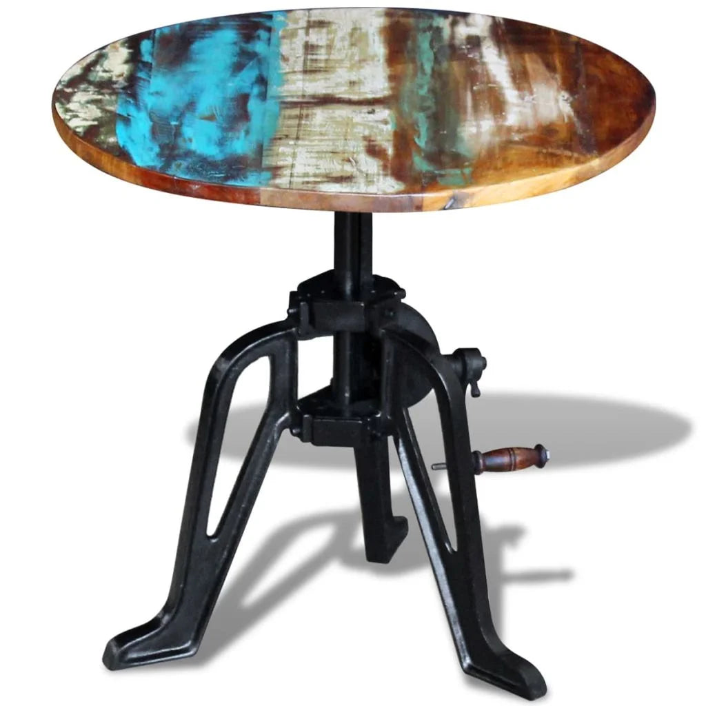 Solid Reclaimed Wood Cast Iron Side Table P8944