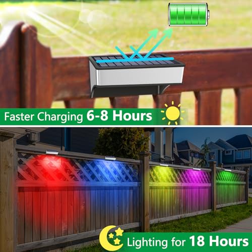 8 Pack Solar Wall Lights Outdoor 60 Lumen Waterproof Warm&Cool White RGB I2312