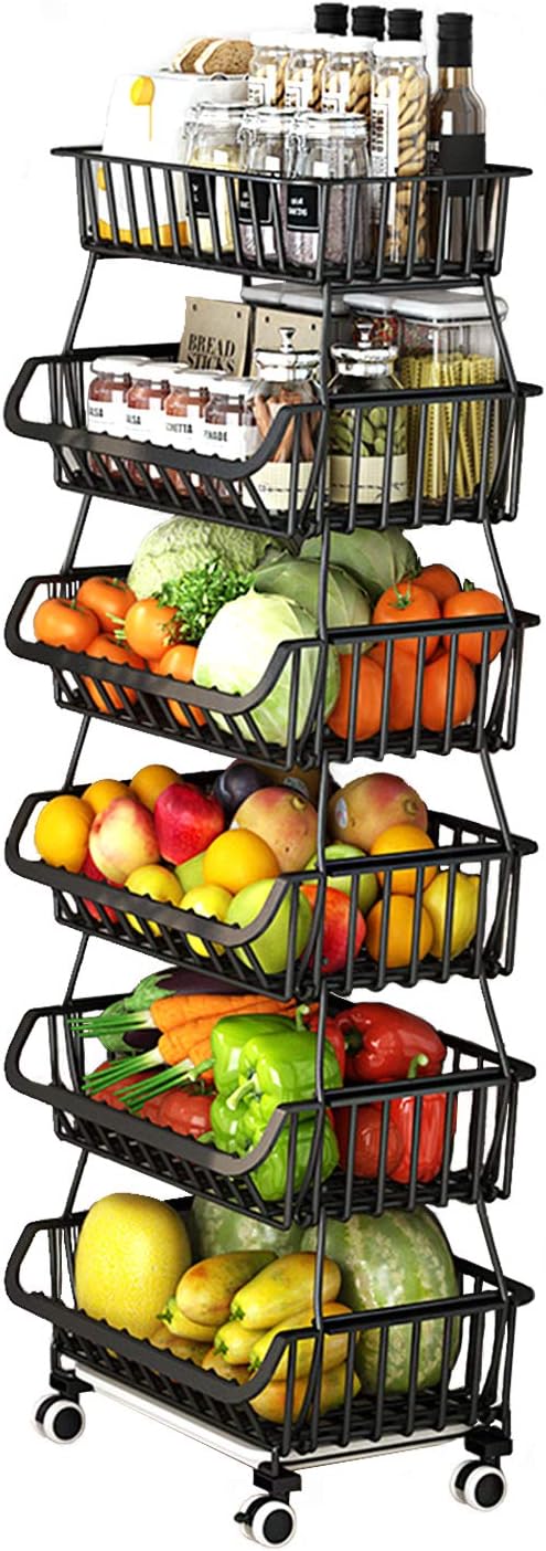 Black Iron Wire Stackable Storage Baskets B1666