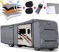 RV Cover Heavy Duty Anti-UV Rip-Stop Breathable with 2Pcs Straps & Gutter Covers I56472
