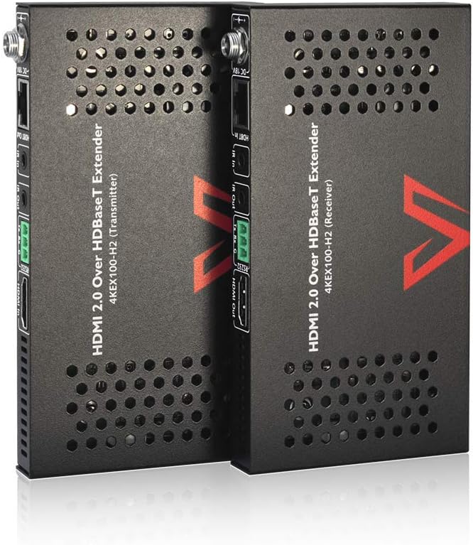 HDBaseT HDMI Extender Over Single Cat6a/7, 4K@60Hz 330ft/100m, PoE IR RS232 HDCP2.2, Zero Latency HDR, Dolby Atmos & DTS:X, CEC, 4K AV Access HDMI Balun U25270