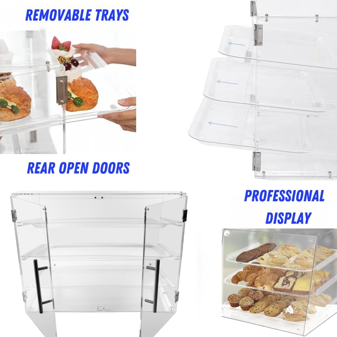 3-Tier Commercial Countertop Pastry Display Case with Rear Door L670